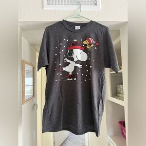 Snoopy Ice Skating Dark Gray T-Shirt